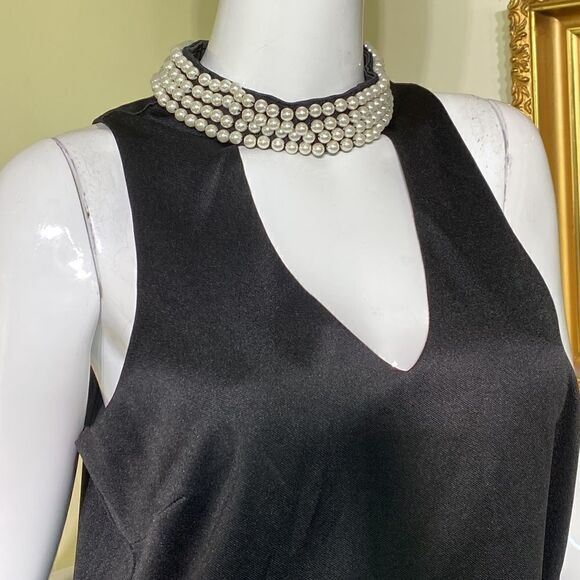 Lulus Black Sleeveless Cocktail Dress Pearl Neckline - Picture 6 of 14